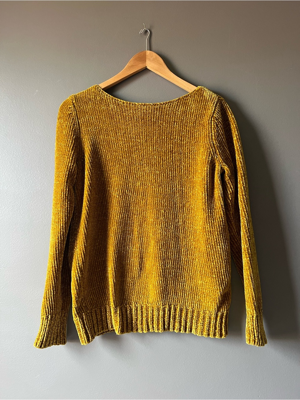 LOFT Ribbed Chenille Sweater in Mustard Gold